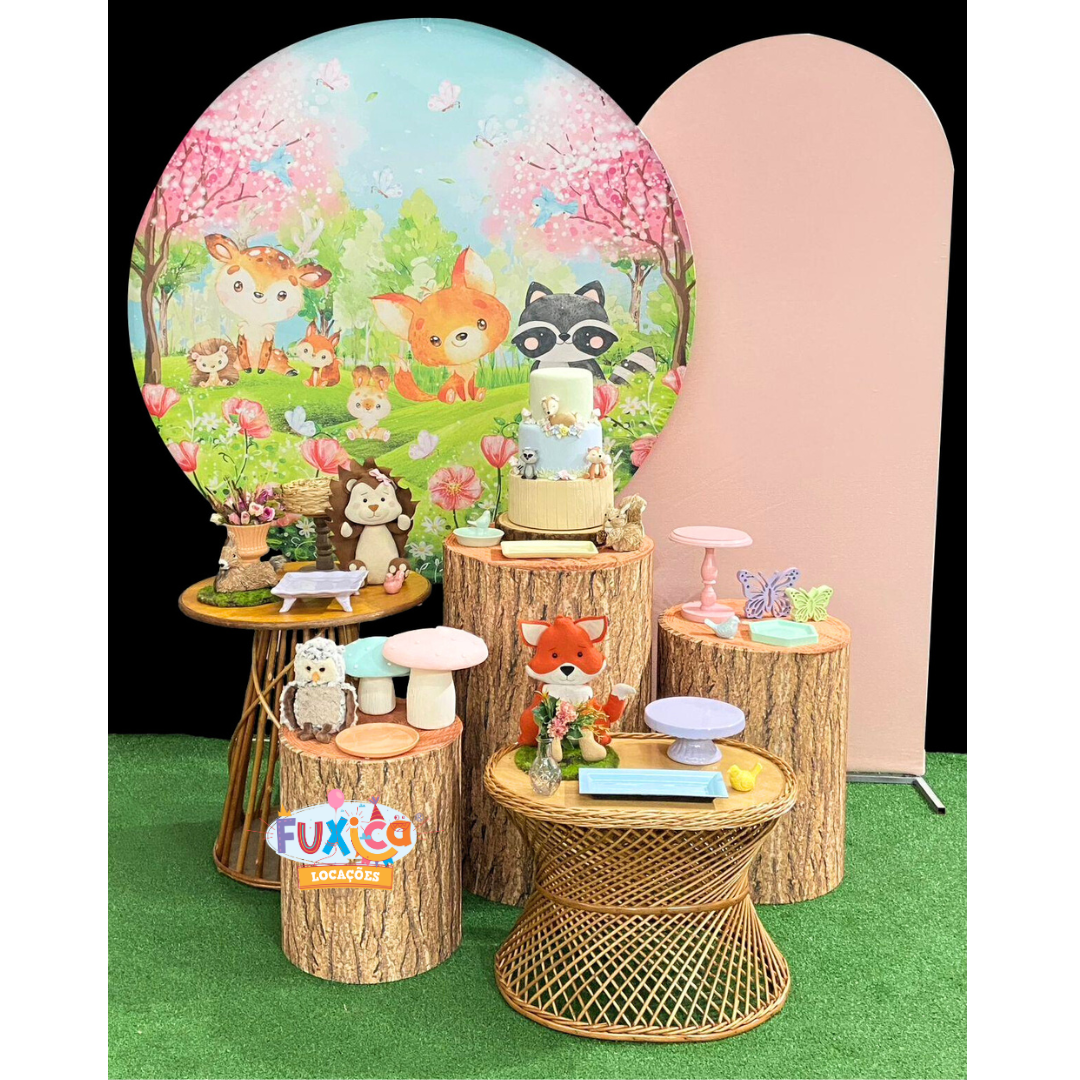 Aluguel Kit Bosque encantado Painel romano Fuxica Locações de Kits